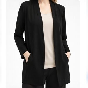 Eileen Fisher System Stretch Crepe Long Jacket Black Small NWT
